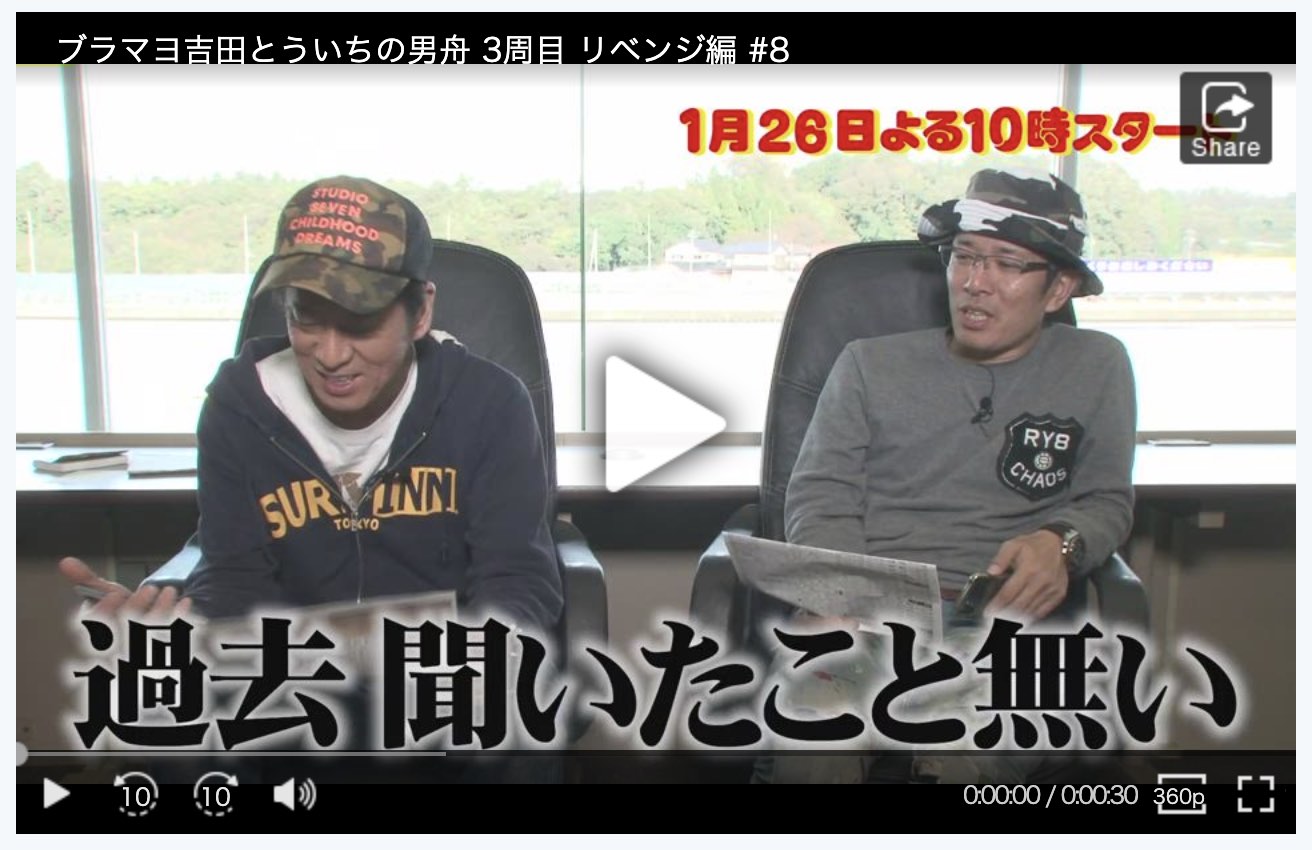 競艇専門チャンネル、日本レジャーチャンネル(JLC)の面白い番組、ブラマヨ吉田とういちの男舟
